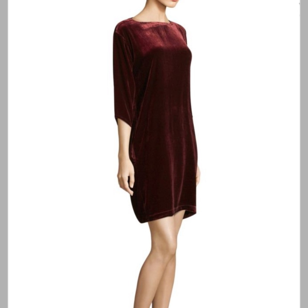 Eileen Fisher Velvet Bateau Neck Shift Dress